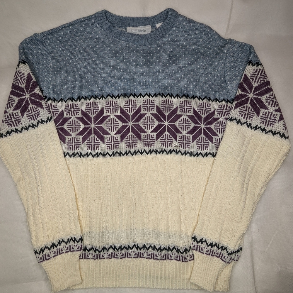 Vintage 1980's Deadstock Fair Isle Acrylic Knit Crew Neck Sweater
